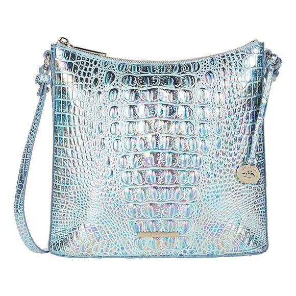 Brahmin Handbags - Brahmin Katie Wonderland Melbourne Iridescent Blue Croc-Embossed Shoulder Bag